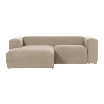 Sofá de 2 lugares Blok com chaise longue à esquerda, bege, 240 cm