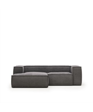Sofá Blok de 2 lugares com chaise longue à esquerda em veludo cotelê grosso.