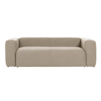 Sofá Blok de 2 lugares em chenille bege, 210 cm, certificado FSC Mix Credit.