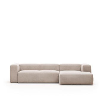 Sofá de 3 lugares Blok com chaise longue à direita, bege, 300 cm