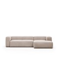Sofá de 3 lugares Blok com chaise longue à direita, bege, 300 cm