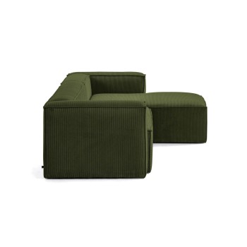 Sofá Blok de 3 lugares com chaise longue à direita em veludo cotelê grosso.