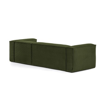 Sofá Blok de 3 lugares com chaise longue à direita em veludo cotelê grosso.