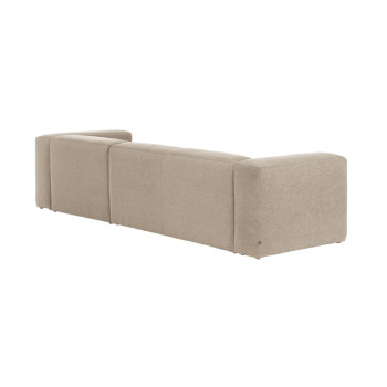Sofá Blok de 3 lugares em chenille bege com chaise longue à direita, 300 cm, certificado FSC Mix Credit.