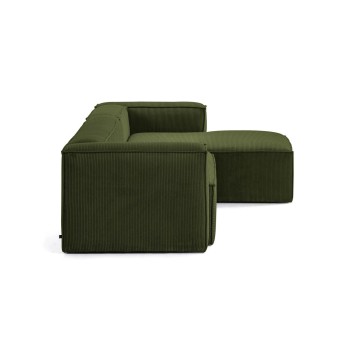 Sofá Blok de 4 lugares com chaise longue à direita em veludo cotelê grosso.