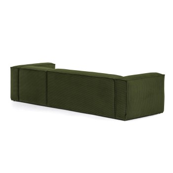 Sofá Blok de 4 lugares com chaise longue à direita em veludo cotelê grosso.