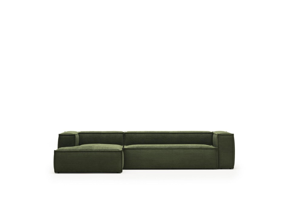 Sofá Blok de 4 lugares com chaise longue à esquerda em veludo cotelê grosso.