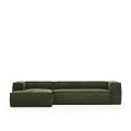 Sofá Blok de 4 lugares com chaise longue à esquerda em veludo cotelê grosso.