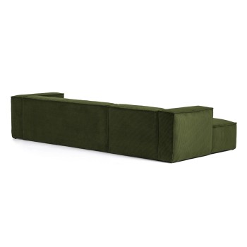 Sofá Blok de 4 lugares com chaise longue à esquerda em veludo cotelê grosso.