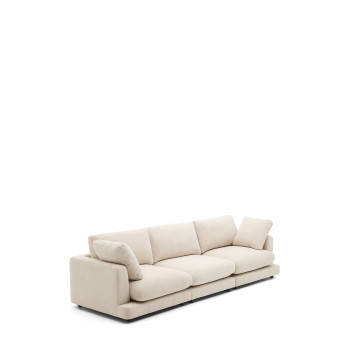 Sofá Gala de 4 lugares em chenille bege com certificação FSC Mix Credit, 300 cm