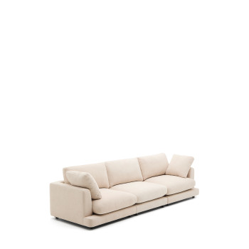 Sofá Gala de 4 lugares em chenille bege com certificação FSC Mix Credit, 300 cm