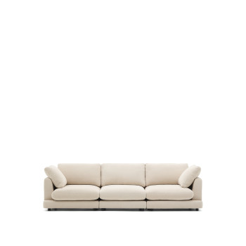 Sofá Gala de 4 lugares em chenille bege com certificação FSC Mix Credit, 300 cm