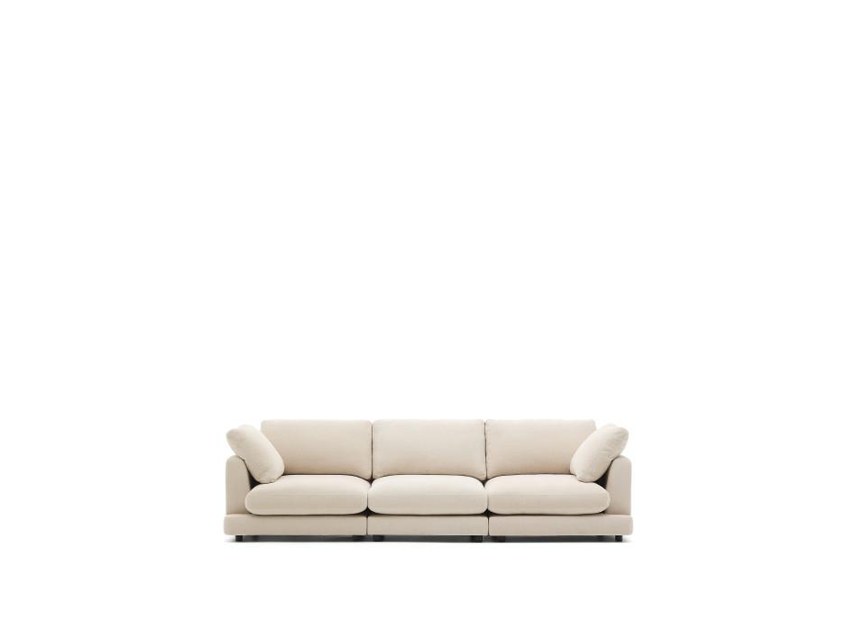 Sofá Gala de 4 lugares em chenille bege com certificação FSC Mix Credit, 300 cm