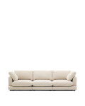 Sofá Gala de 4 lugares em chenille bege com certificação FSC Mix Credit, 300 cm