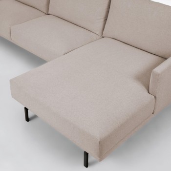 Sofá Galene de 3 lugares com chaise longue à direita, bege, 254 cm