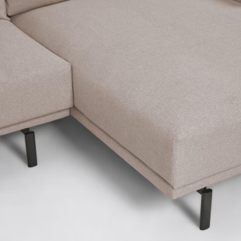 Sofá Galene de 3 lugares com chaise longue à direita, bege, 254 cm