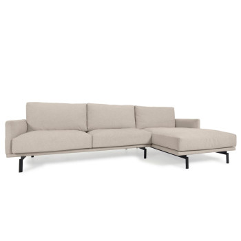 Sofá Galene de 3 lugares com chaise longue à direita, bege, 254 cm, certificado FSC Mix Credit.