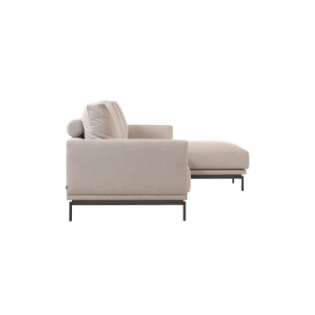 Sofá Galene de 3 lugares com chaise longue à direita, bege, 254 cm, certificado FSC Mix Credit.