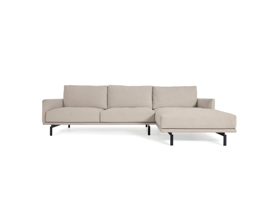 Sofá Galene de 3 lugares com chaise longue à direita, bege, 254 cm