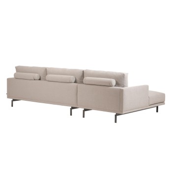 Sofá Galene de 3 lugares com chaise longue à esquerda, bege, 254 cm