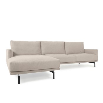 Sofá Galene de 3 lugares com chaise longue à esquerda, bege, 254 cm
