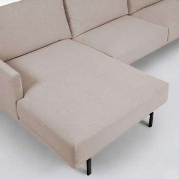 Sofá Galene de 3 lugares com chaise longue à esquerda, bege, 254 cm
