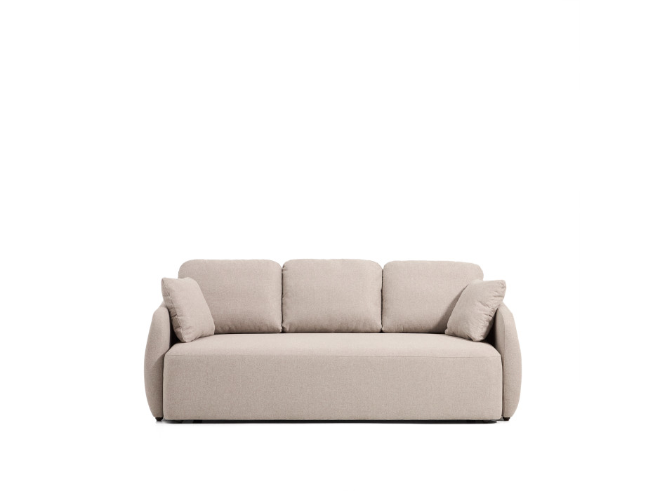 Sofá-cama Laira de 3 lugares em chenille bege, 218 cm, certificado FSC Mix Credit.
