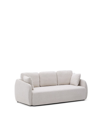 Sofá-cama Laira de 3 lugares em chenille cru, 218 cm, FSC Mix Credit