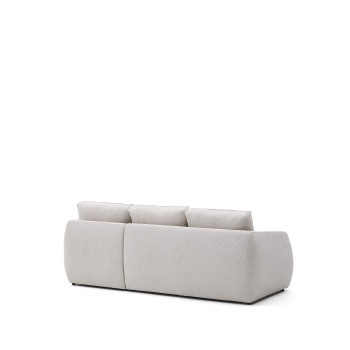 Sofá-cama Laira de 3 lugares em chenille cru com chaise longue à direita, 246 cm, FSC Mix Credit.