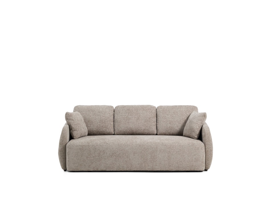 Sofá-cama Laira de 3 lugares em chenille cinza-pombo, 218 cm, certificado FSC Mix Credit.