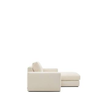 Sofá modular Alea de 3 lugares com capa removível em chenille, chaise longue à direita, cor cru, 220 cm