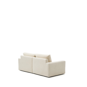 Sofá modular Alea de 3 lugares com capa removível em chenille, chaise longue à direita, cor cru, 220 cm