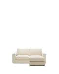 Sofá modular Alea de 3 lugares com capa removível em chenille, chaise longue à direita, cor cru, 220 cm