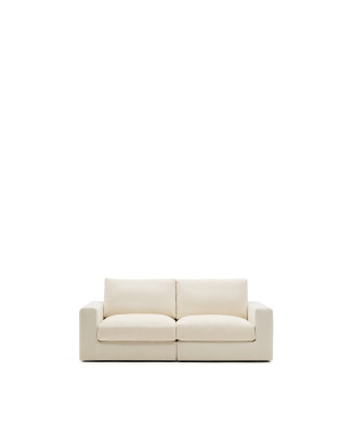 Sofá modular Alea de 3 lugares com capa removível em chenille cru, 220 cm