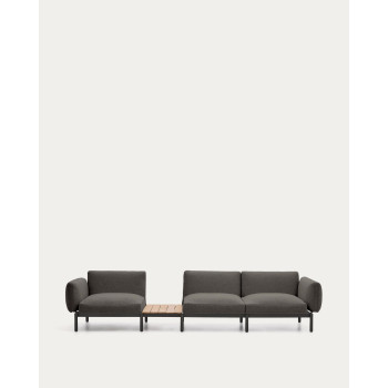 Sofá modular de exterior Sorells com 3 lugares e estofamento.