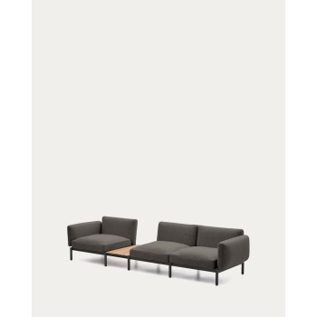 Sofá modular de exterior Sorells com 3 lugares e estofamento.