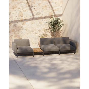 Sofá modular de exterior Sorells com 3 lugares e estofamento.