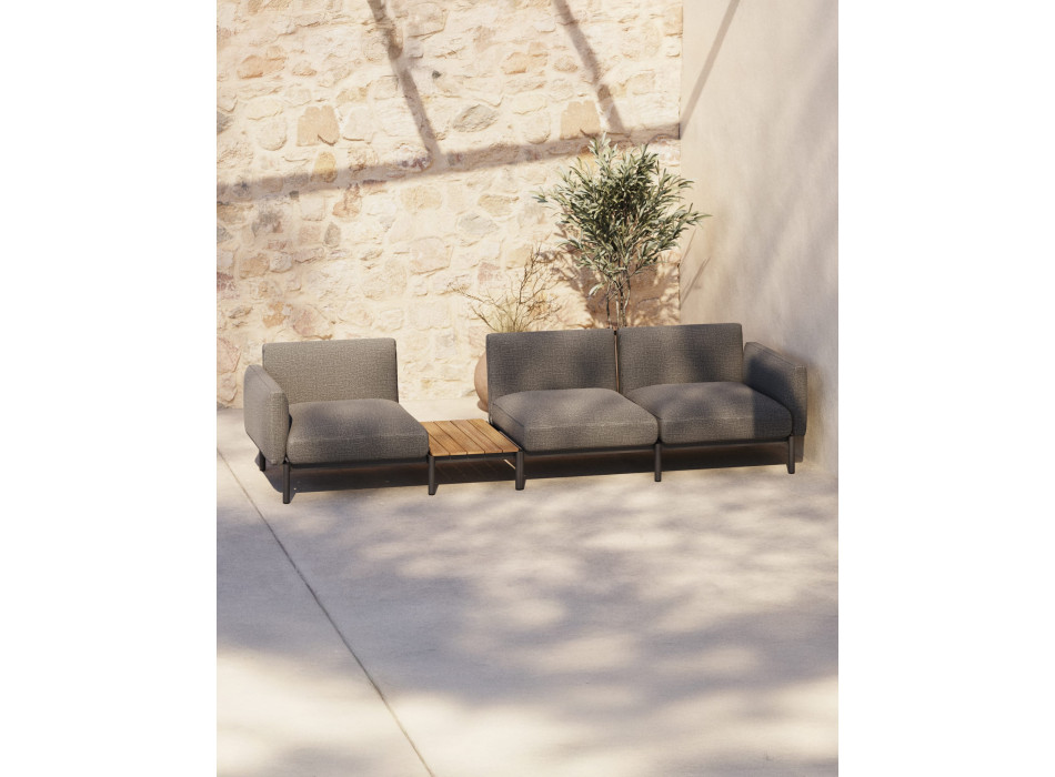 Sofá modular de exterior Sorells com 3 lugares e estofamento.
