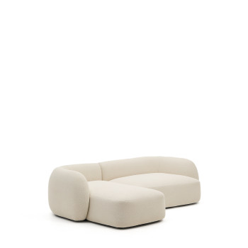 Sofá modular Martina de 3 lugares em chenille com chaise longue à esquerda, cru, 287 cm
