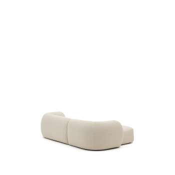 Sofá modular Martina de 3 lugares em chenille com chaise longue à esquerda, cru, 287 cm