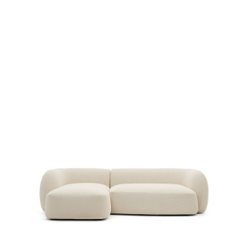 Sofá modular Martina de 3 lugares em chenille com chaise longue à esquerda, cru, 287 cm