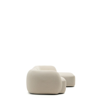 Sofá modular Martina de 4 lugares em chenille com chaise longue à direita, cru, 377 cm