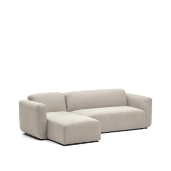 Sofá modular Neom de 3 lugares com chaise longue à direita/esquerda, bege, 263 cm, certificado FSC Mix Credit.