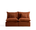 Sofá modular Anarela de 2 lugares com capa removível em linho cor terracota, 180 cm, certificado FSC Mix Credit.