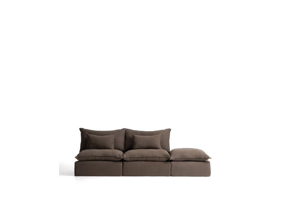 Sofá modular Anarela de 3 lugares com capa removível e peça de extremidade em linho.