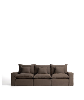 Sofá modular Anarela de 3 lugares com capa removível em linho.