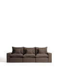 Sofá modular Anarela de 3 lugares com capa removível em linho.
