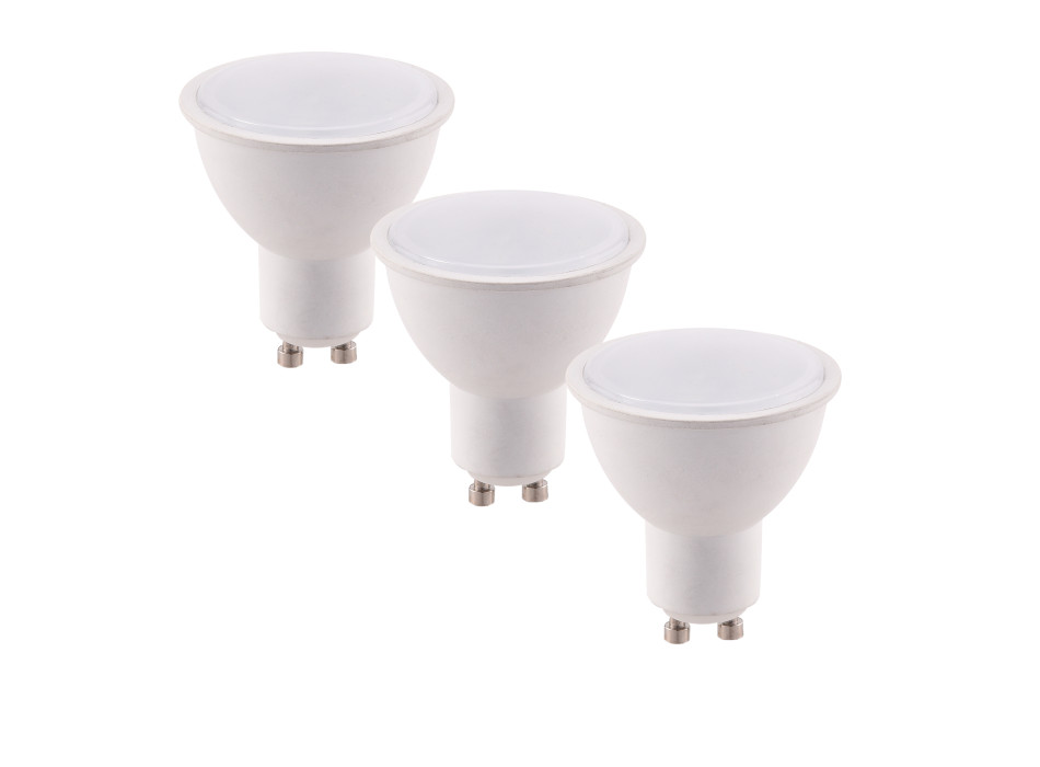 Kit com 3 lâmpadas LED GU10 6W 490LM 4000K 100° 50X57mm 15000h CRI80