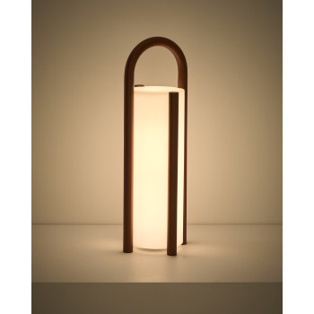 Luminária de mesa portátil grande Leros em polietileno e aço.