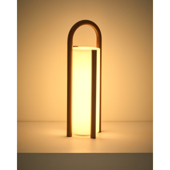 Luminária de mesa portátil grande Leros em polietileno e aço.